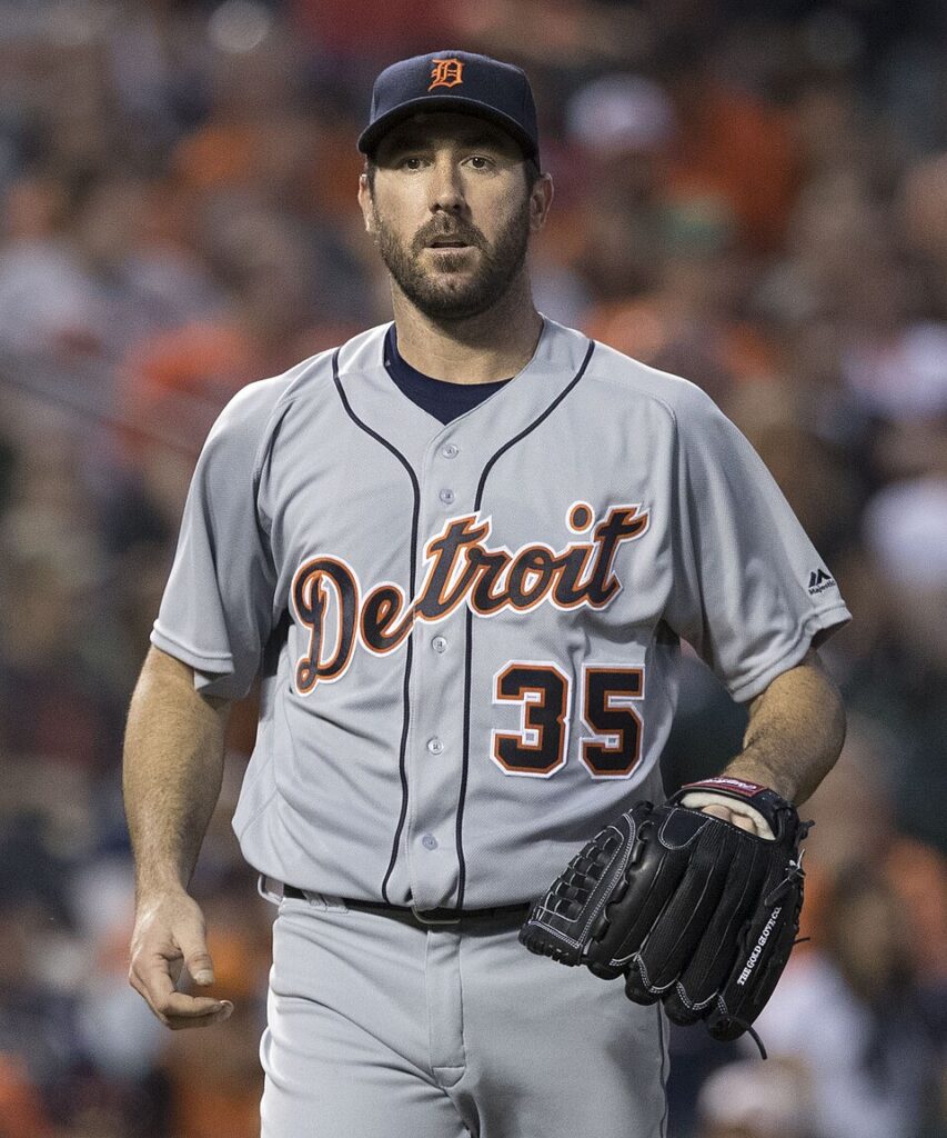 Justin Verlander con Detroit en Camden Yards, mayo de 2016. Foto de archivo de Keith Allison; no corresponde al hecho actual.